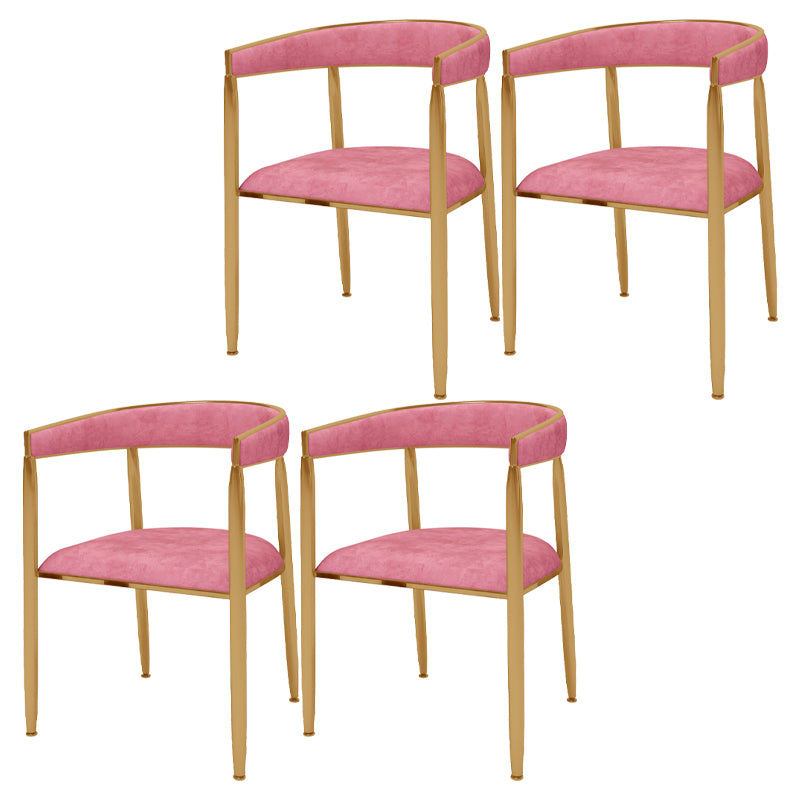 Silla de comedor de metal Glam, sillas laterales de comedor de terciopelo sin brazos para uso doméstico