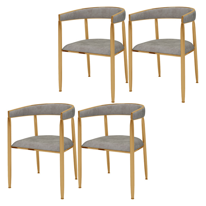 Silla de comedor de metal Glam, sillas laterales de comedor de terciopelo sin brazos para uso doméstico