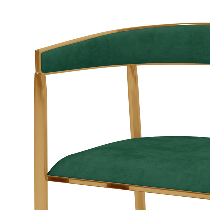 Silla de comedor de metal Glam, sillas laterales de comedor de terciopelo sin brazos para uso doméstico