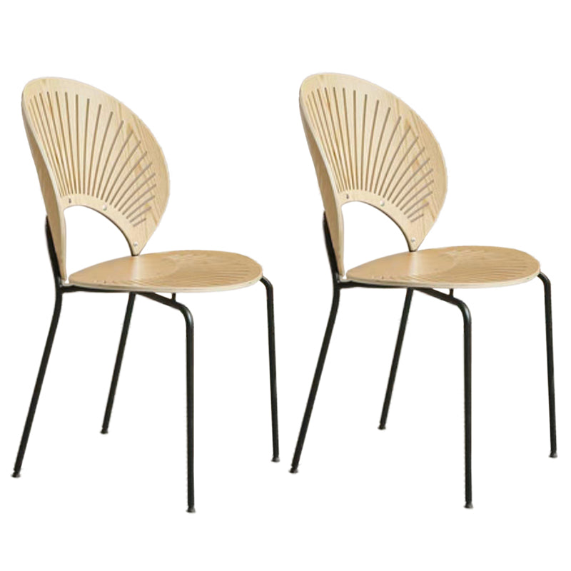 1/2/3/4 Pcs Wood Modern Dining Room Set with Round Table and Metal Chairs Dinette Set