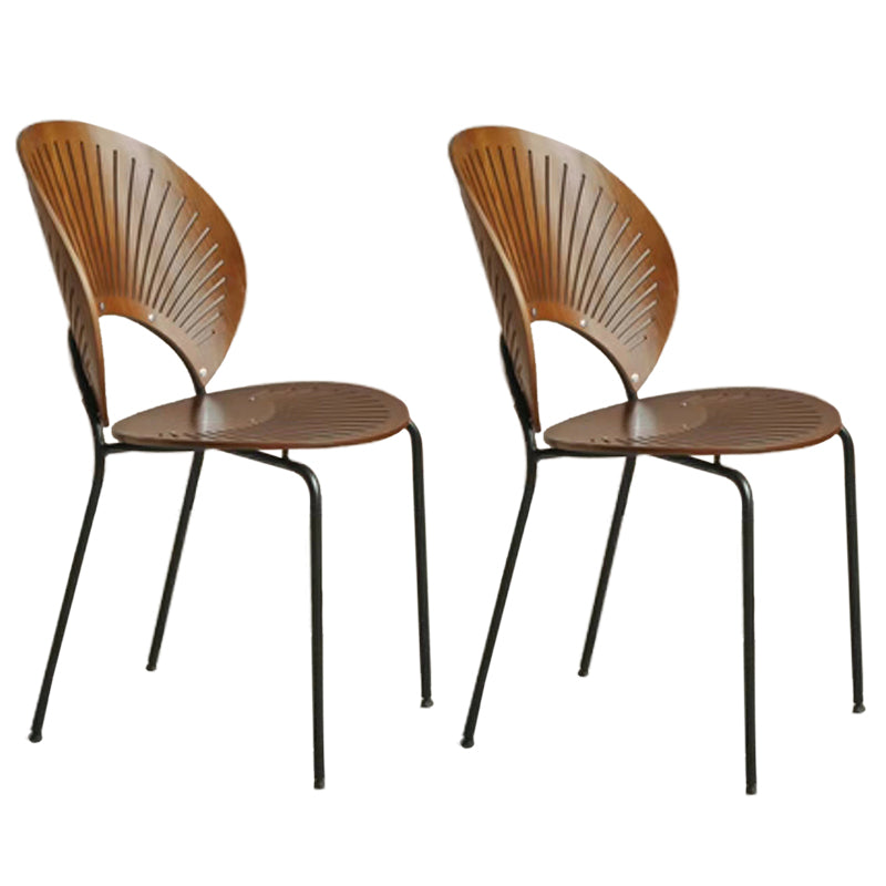 1/2/3/4 Pcs Wood Modern Dining Room Set with Round Table and Metal Chairs Dinette Set