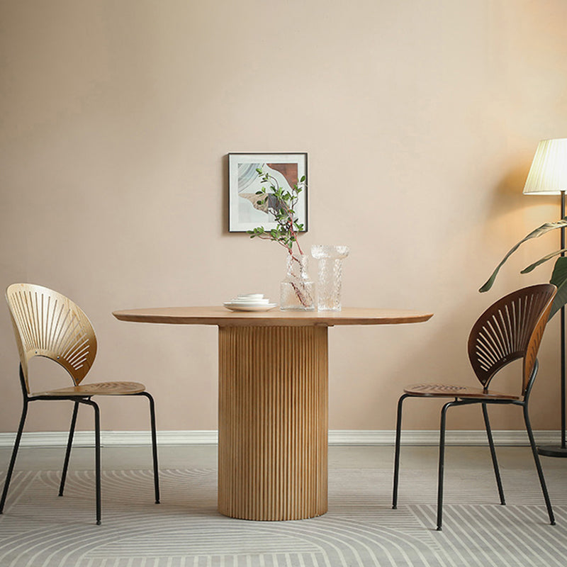 1/2/3/4 Pcs Wood Modern Dining Room Set with Round Table and Metal Chairs Dinette Set