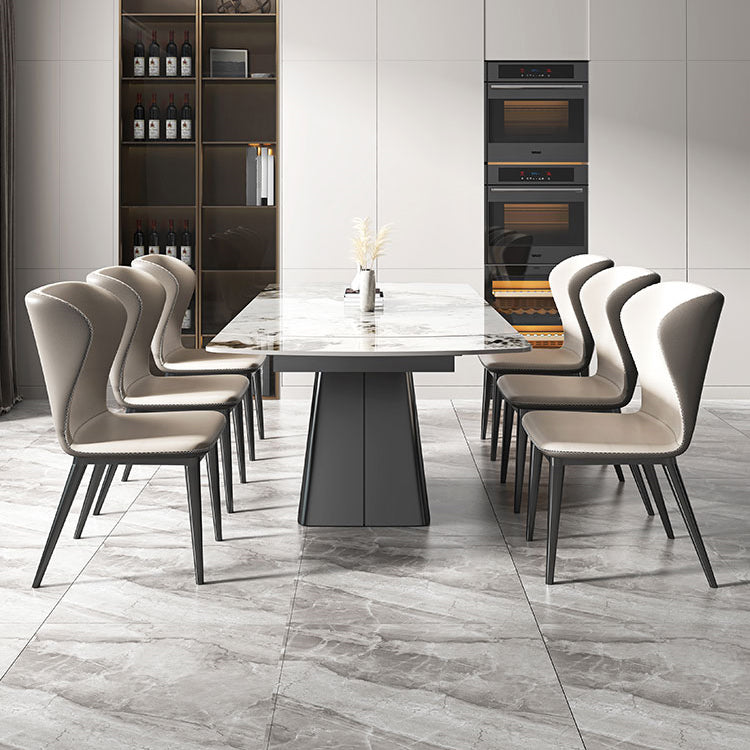 1/4/5/7 Pieces Dining Set Modern Sintered Stone Dining Table and Leather Chairs Dining Set