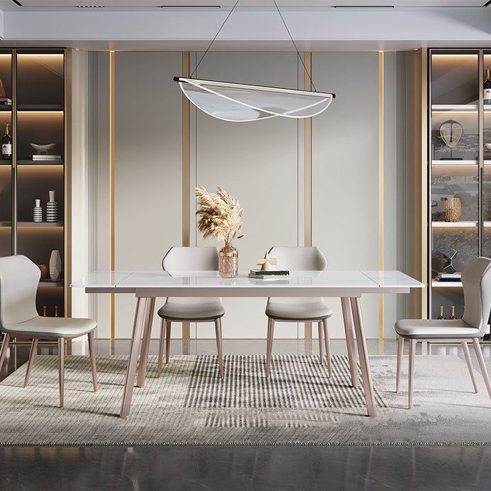 Glam 1/4/5/7 Pieces Dining Set Sintered Stone Dining Table Set with Leather Chairs