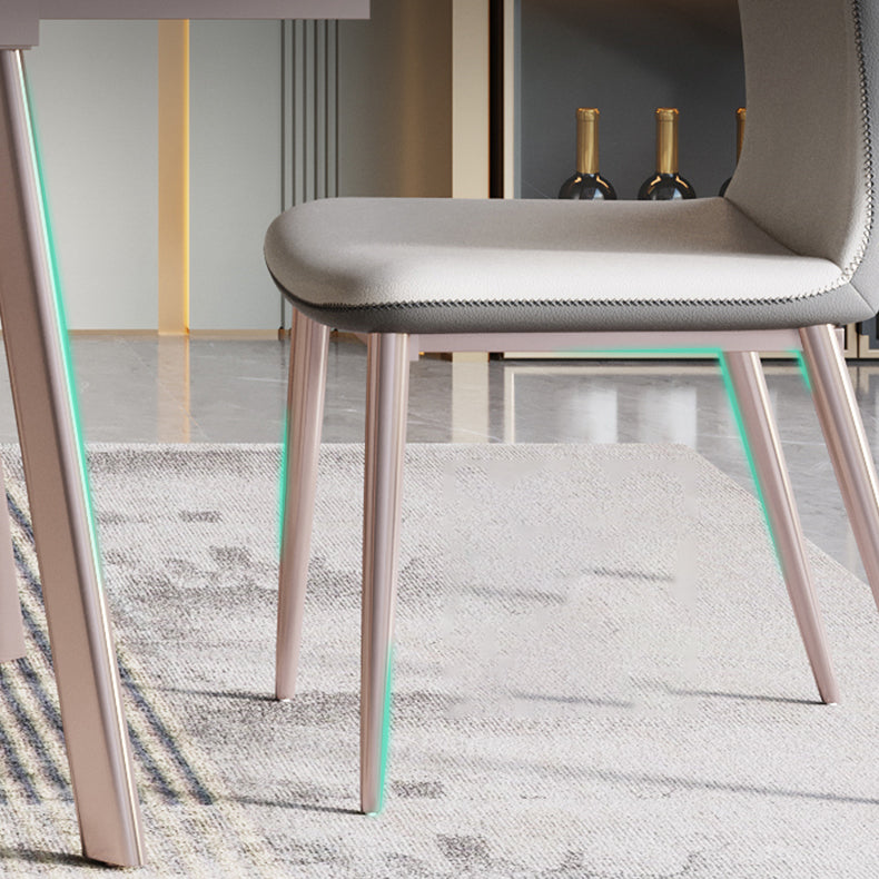 Glam 1/4/5/7 Pieces Dining Set Sintered Stone Dining Table Set with Leather Chairs