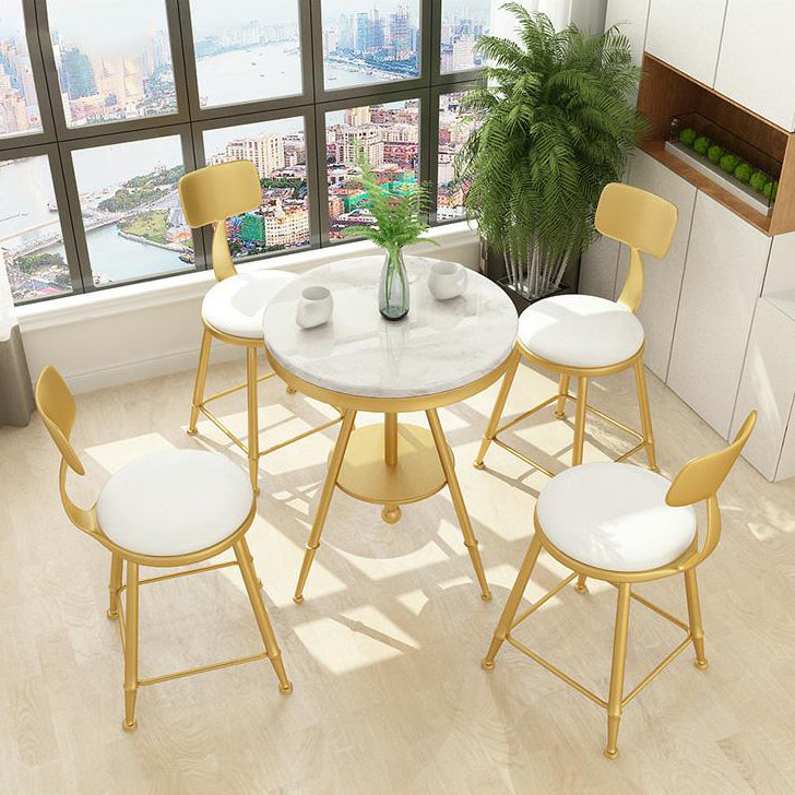 1/3/4/5 Pcs Metal Modern Dining Room Set with Marble Table and Metal Base Dinette Set