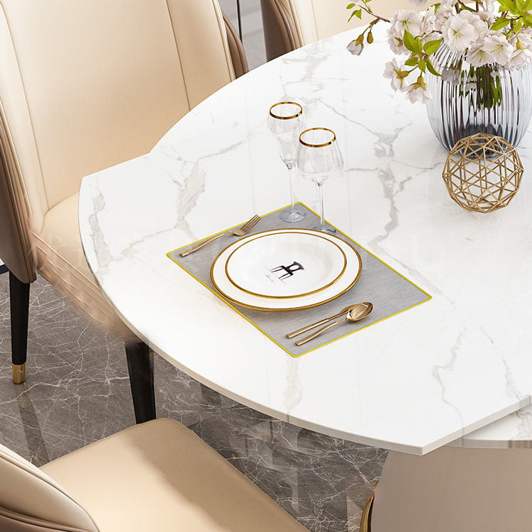 Nordic 1/4/5/7 Pieces Dining Set with Round Table and Leather Chairs Dinette Set