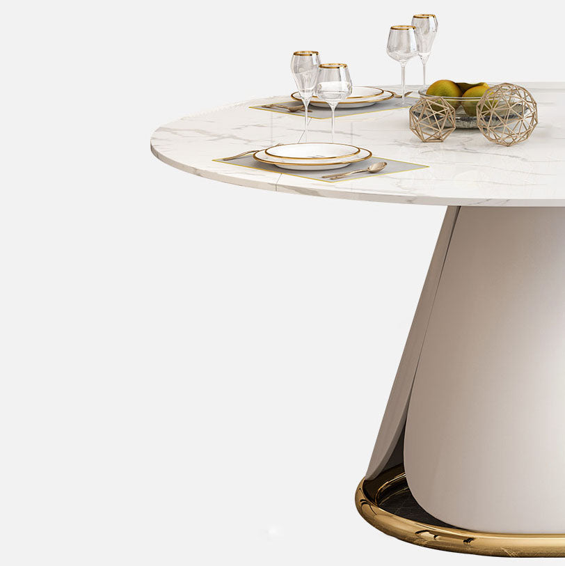 Nordic 1/4/5/7 Pieces Dining Set with Round Table and Leather Chairs Dinette Set