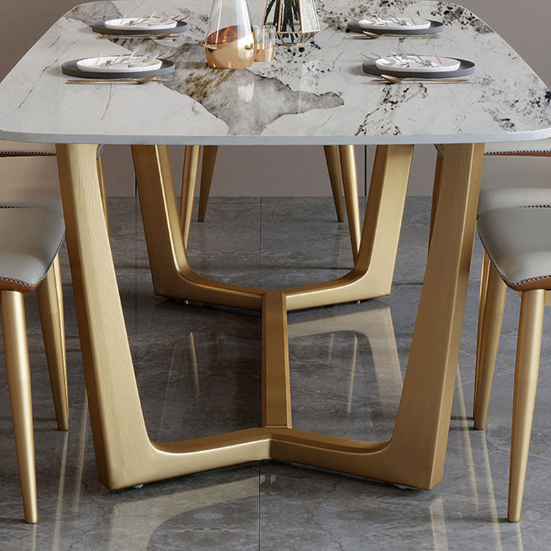 1/2/5/6/7 Pieces Luxury Furniture Sintered Stone Dining Table Set with Leather Chairs