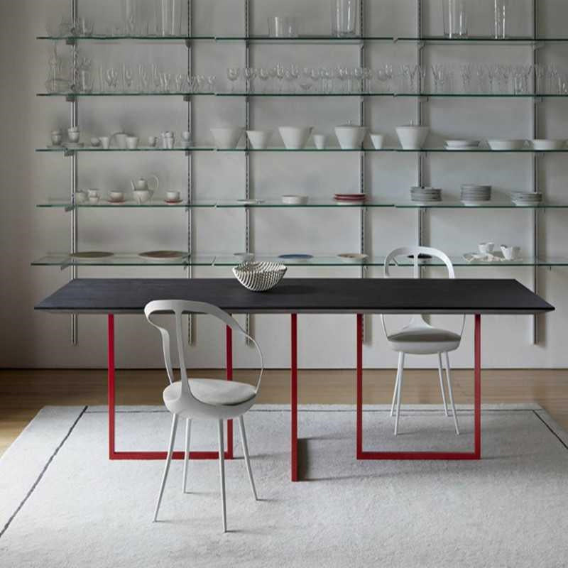 Mesa de comedor de madera sólida Mesa fija industrial para comedor