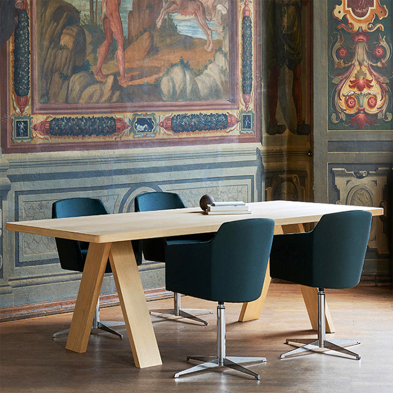 Table à manger rectangulaire industrielle table en bois massif en bois avec 4 jambes