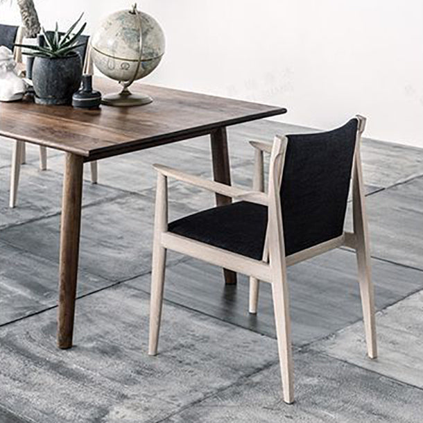 Modern Rectangle Dining Table Solid Wood Fixed Table with 4 Legs