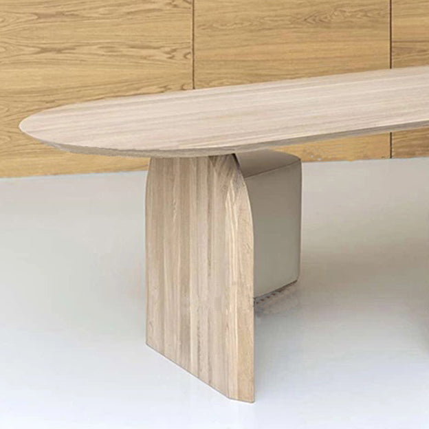 Oval Solid Wood Dining Table Simplicity Double Pedestal Dinette Table for Dining Room