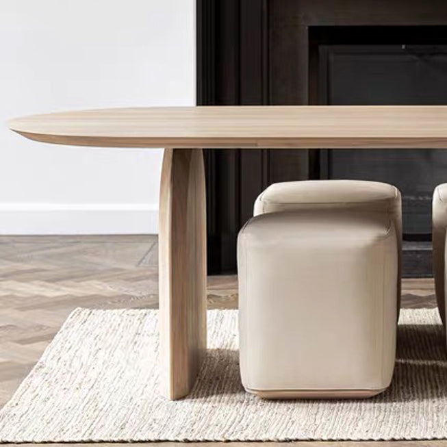Oval Solid Wood Dining Table Simplicity Double Pedestal Dinette Table for Dining Room