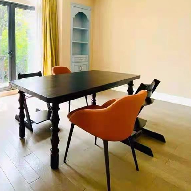 Mesa de comedor informal rectángulo Mesa fija de madera maciza para restaurante