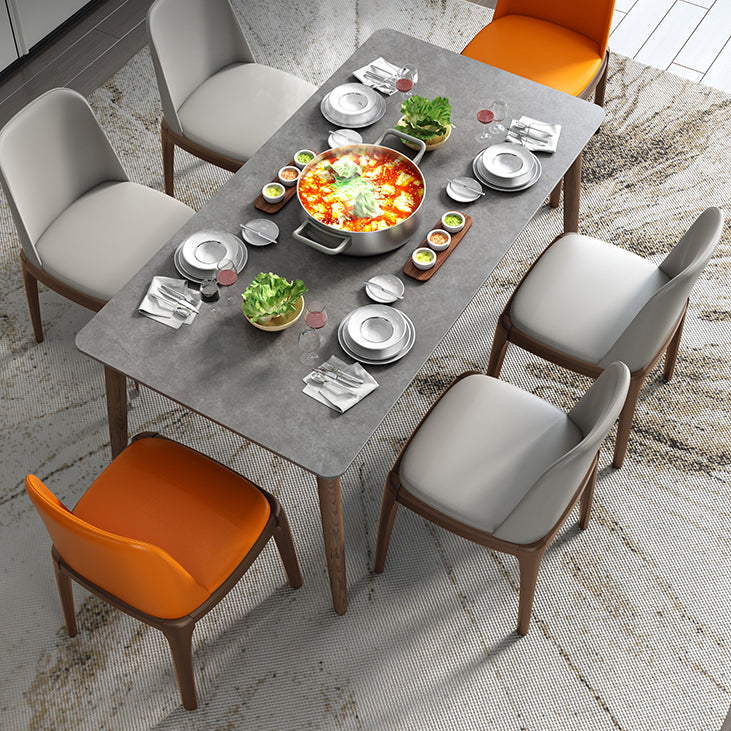 Medieval Modern Grey Table Rectangle Sintered Stone Table with 4 Legs for Restaurant