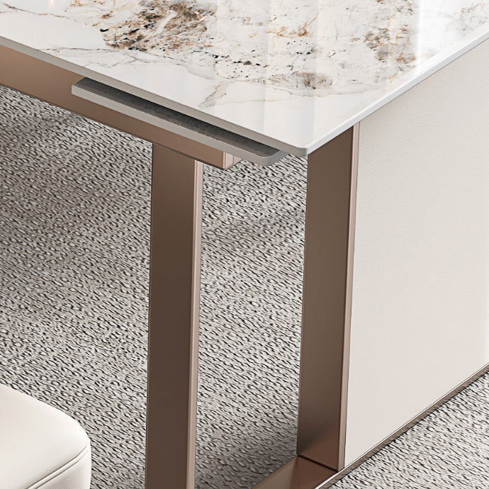 Mesa de comedor de piedra sinterizada de lujo Mesa rectángulo extensible con base de pedestal doble