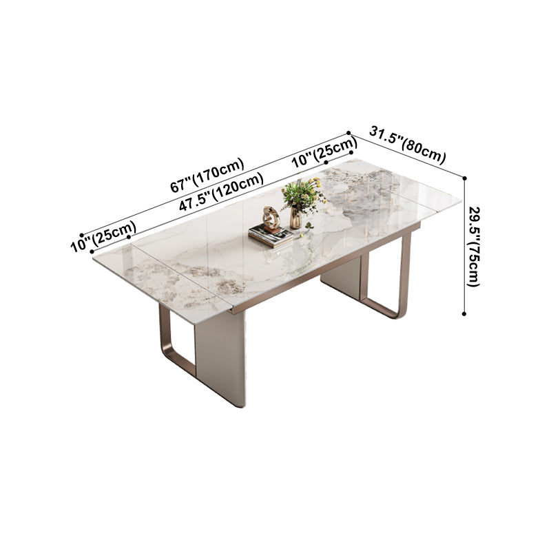 Mesa de comedor de piedra sinterizada de lujo Mesa rectángulo extensible con base de pedestal doble