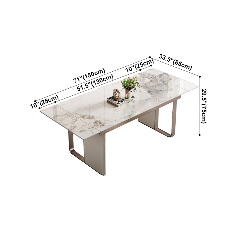Mesa de comedor de piedra sinterizada de lujo Mesa rectángulo extensible con base de pedestal doble