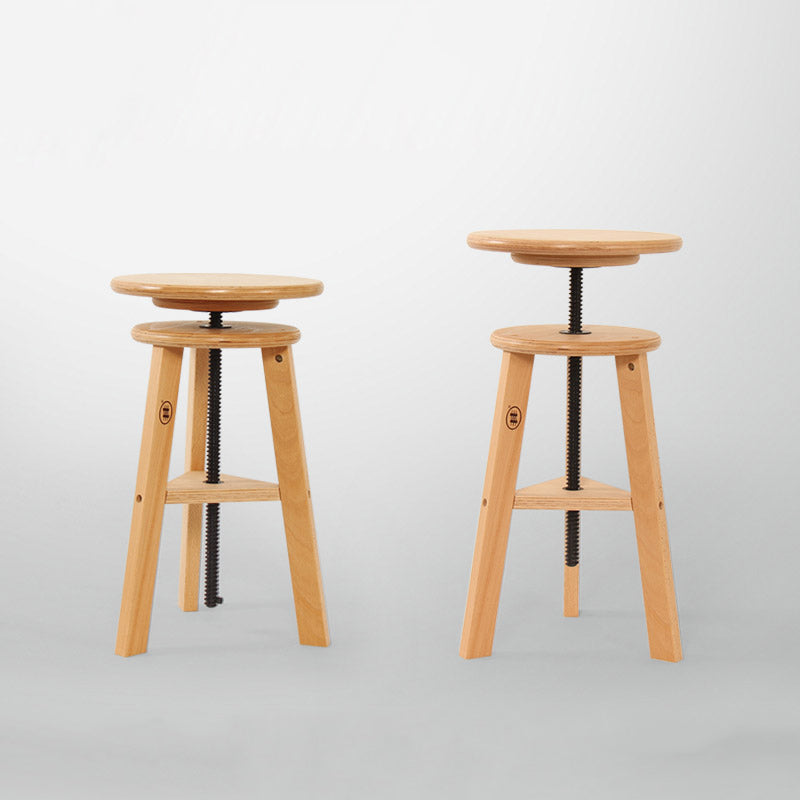 Adjustable Counter Bar Stool Contemporary Armless Wood Bar Stool for Painting Studio