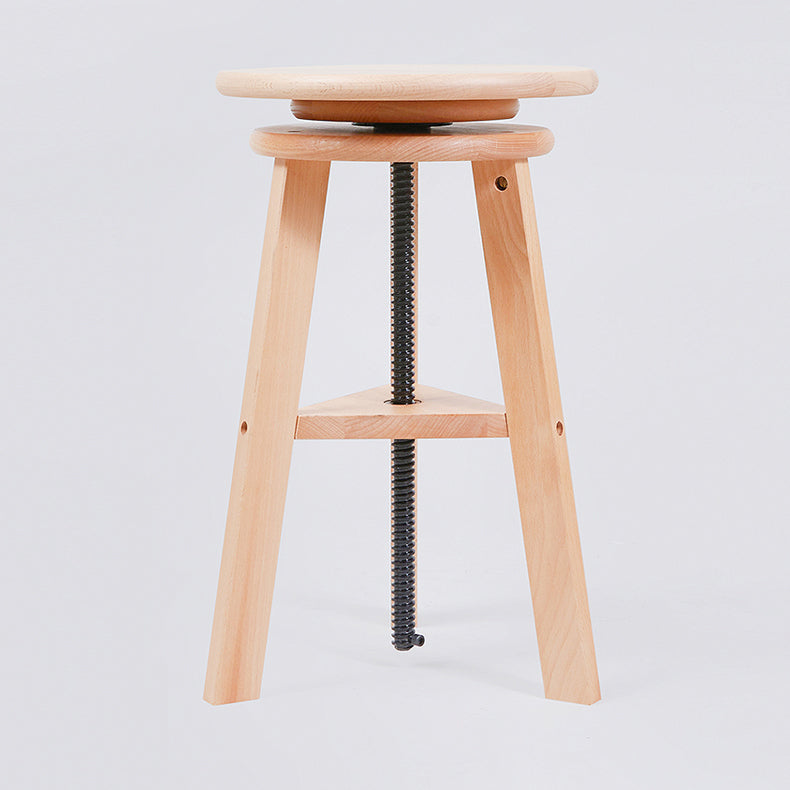 Adjustable Counter Bar Stool Contemporary Armless Wood Bar Stool for Painting Studio