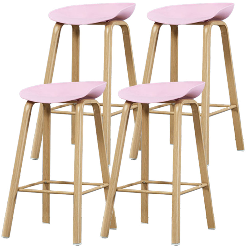 Iron Scandinavian Style Counter Stools Backless Bar Stools with Bucket Seat