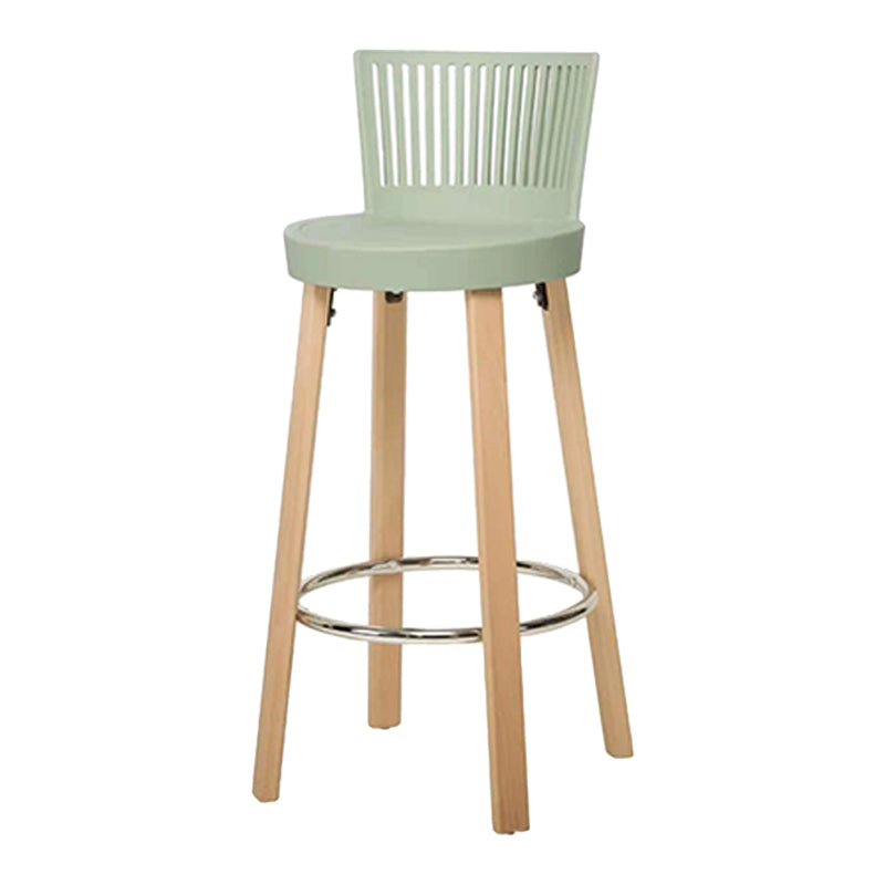 Taburete de bar contemporáneo, taburete de bar sin brazos de plástico con base de madera