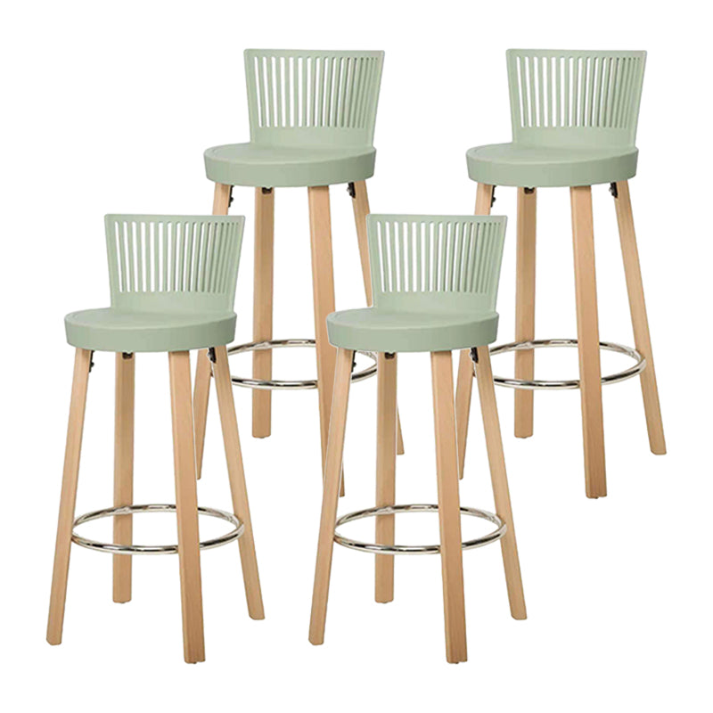 Taburete de bar contemporáneo, taburete de bar sin brazos de plástico con base de madera