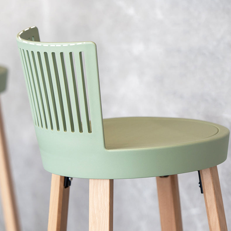 Taburete de bar contemporáneo, taburete de bar sin brazos de plástico con base de madera
