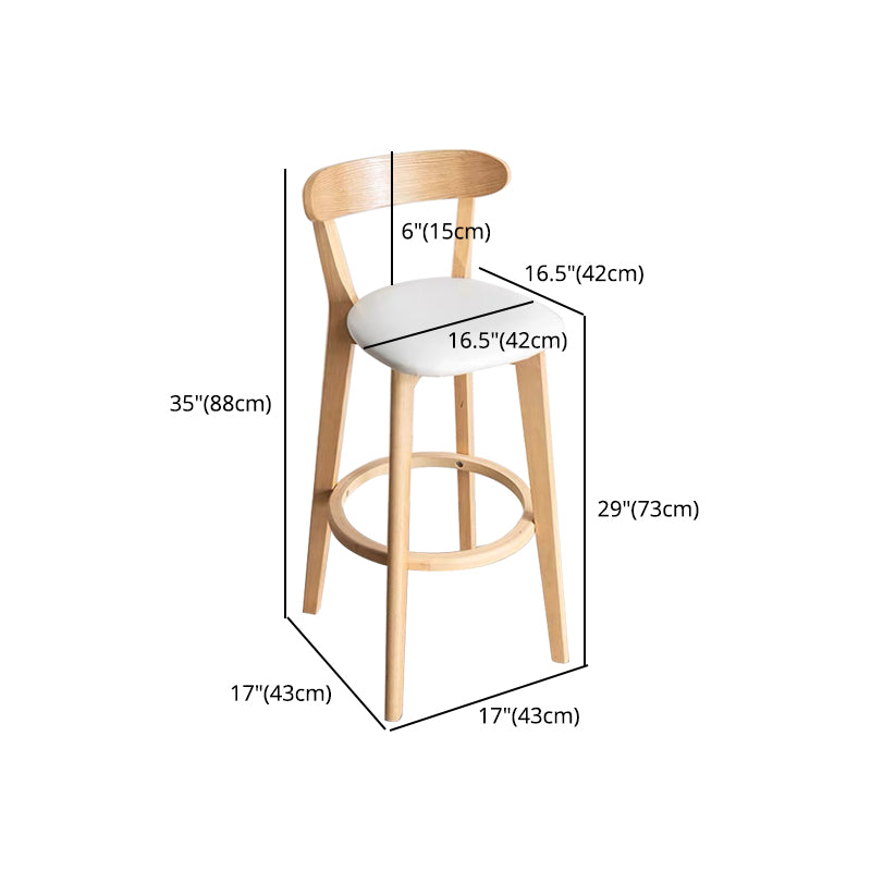 Contemporary Solid Wood Barstool Indoor Bar Stool with Cushion and Low Back