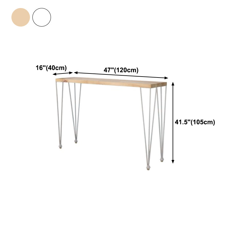 White Wood Top Counter Table Gold 4 Legs Industrial Bar Table for Dining Room
