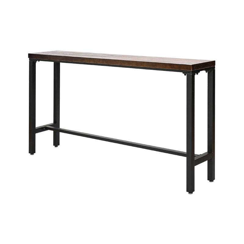 Brown Wood Top Counter Table Metal Black Legs Industrial Bar Table for Restaurant
