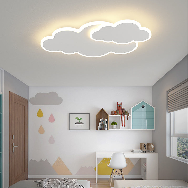 Lampada da soffitto a LED a forma di nuvola bianca con montaggio a incasso in una moderna semplicità in ferro laccato con paralume in acrilico