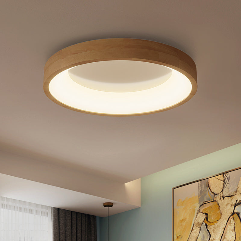 Lampada da Soffitto a LED di Forma Rotonda Stile Moderno Semplice in Legno 1 Luce da Incasso per Sala da Pranzo