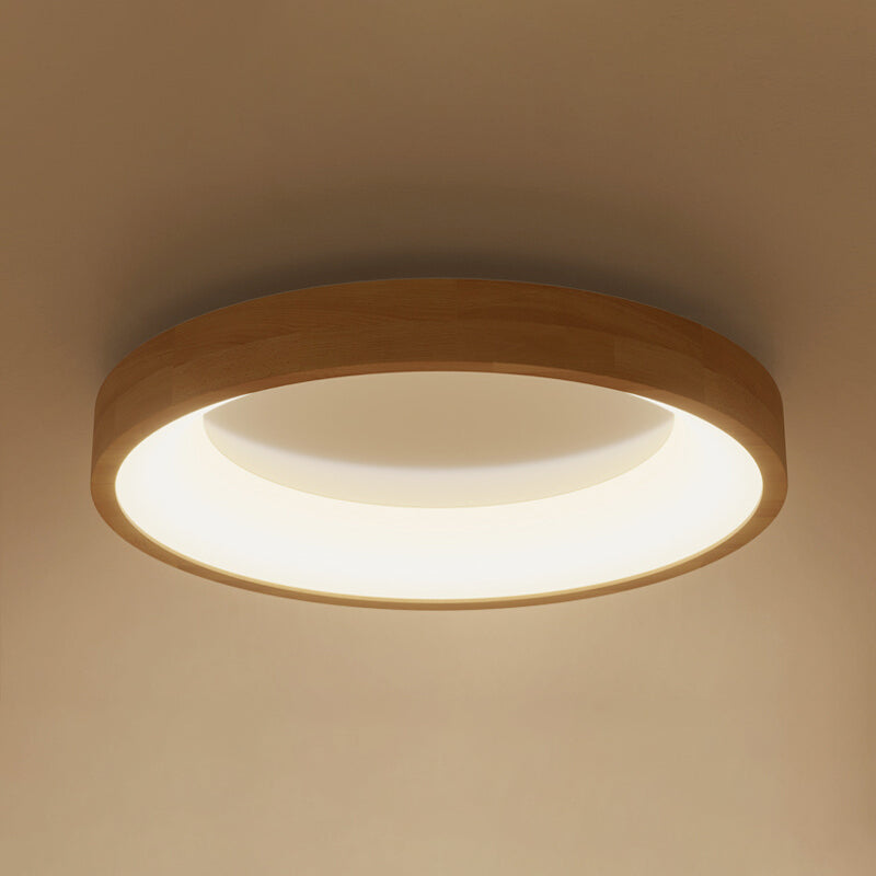 Lampada da Soffitto a LED di Forma Rotonda Stile Moderno Semplice in Legno 1 Luce da Incasso per Sala da Pranzo