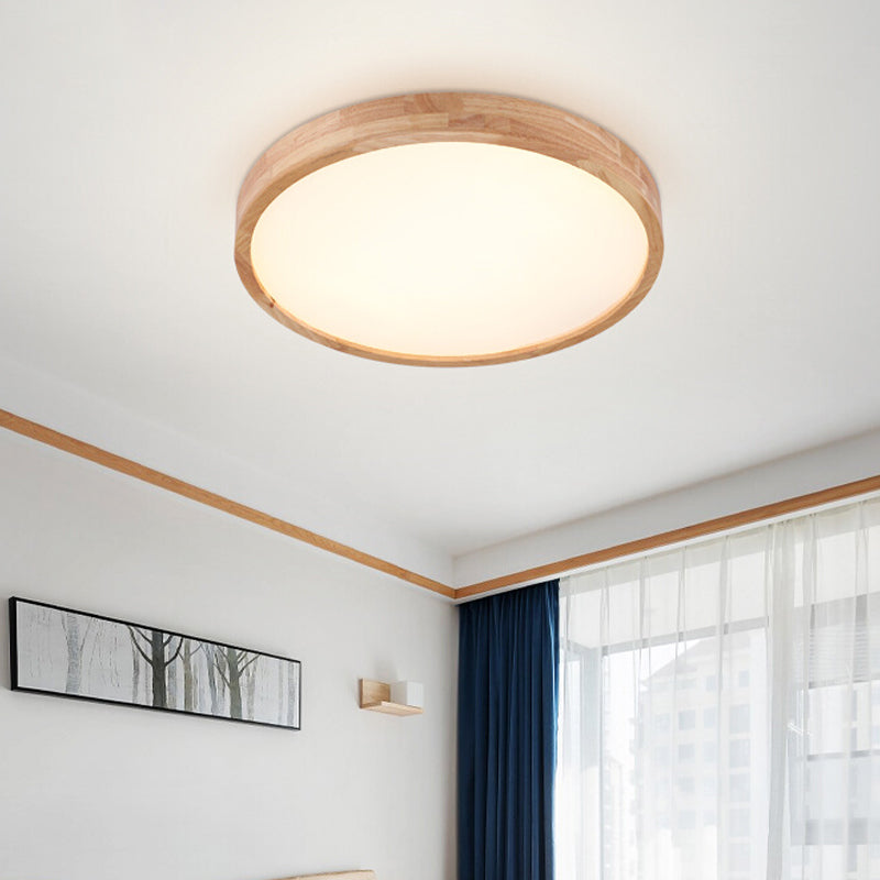 Plafonnier LED de forme ronde, moderne et Simple, en bois, 1 lumière, encastré, pour chambre à coucher