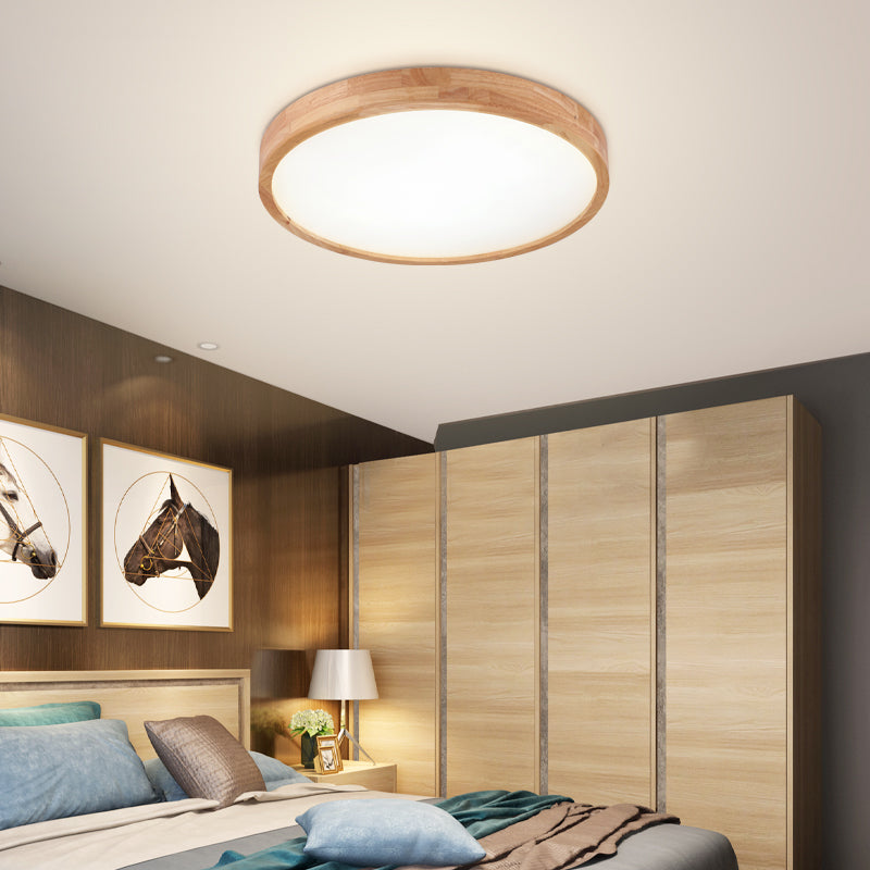 Plafonnier LED de forme ronde, moderne et Simple, en bois, 1 lumière, encastré, pour chambre à coucher