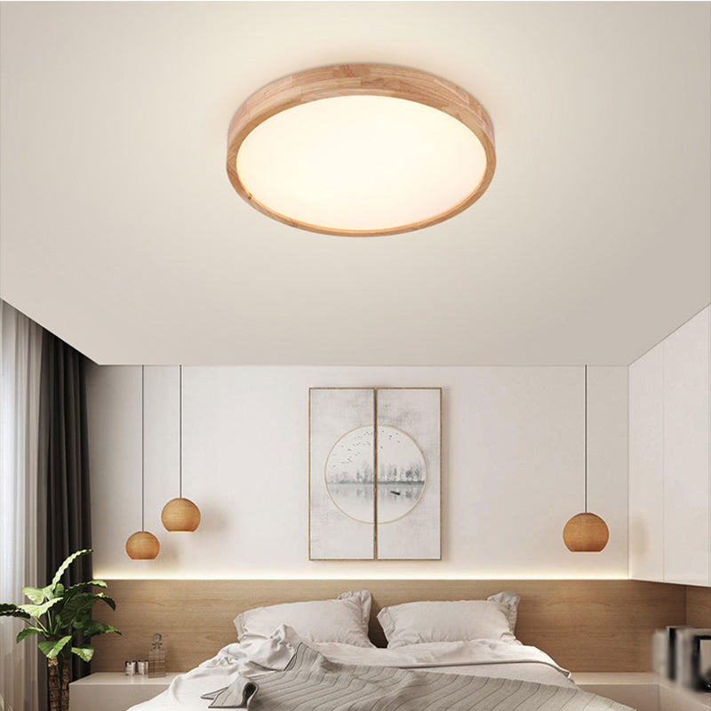 Plafonnier LED de forme ronde, moderne et Simple, en bois, 1 lumière, encastré, pour chambre à coucher