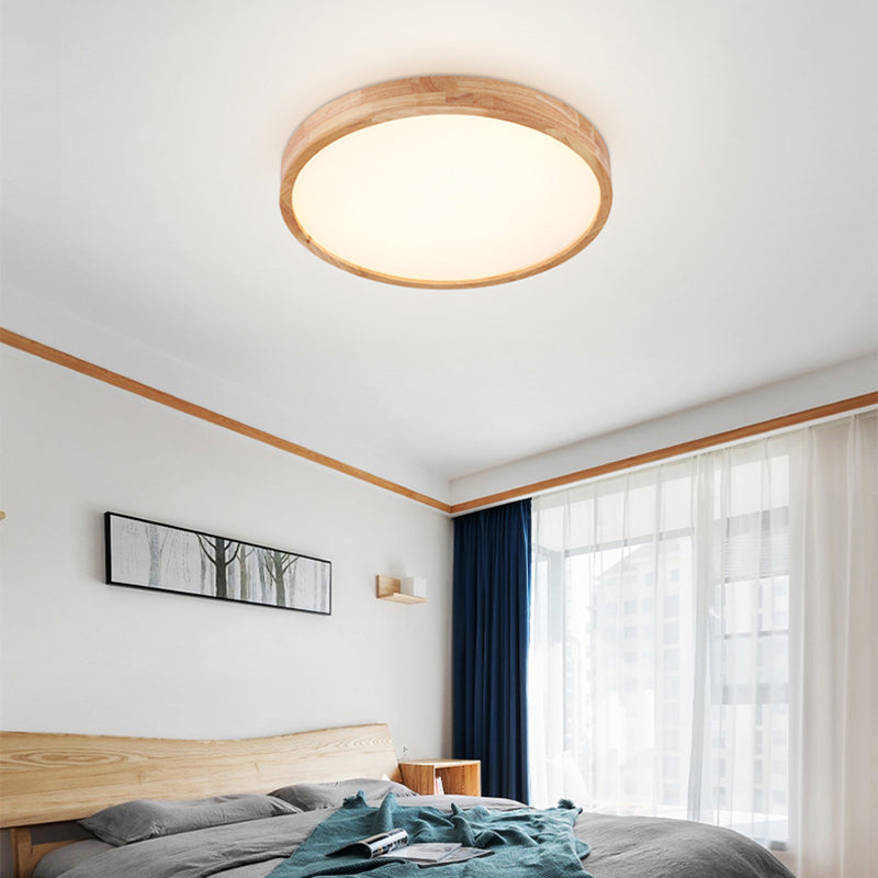 Plafonnier LED de forme ronde, moderne et Simple, en bois, 1 lumière, encastré, pour chambre à coucher