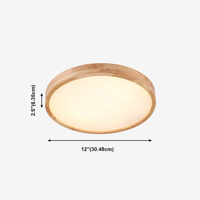Plafonnier LED de forme ronde, moderne et Simple, en bois, 1 lumière, encastré, pour chambre à coucher