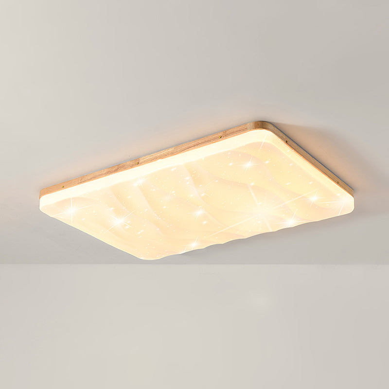 Geometry Shape LED Ceiling Lamp Modern Simple Style Wood 1 Light Flush Mount for Bedroom