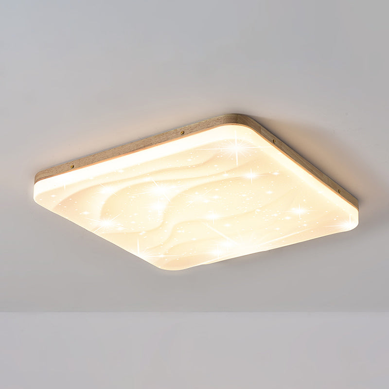 Geometry Shape LED Ceiling Lamp Modern Simple Style Wood 1 Light Flush Mount for Bedroom