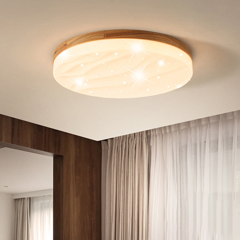 Plafonnier LED en forme de géométrie, style moderne et simple, en bois, 1 lumière, encastré, pour chambre à coucher