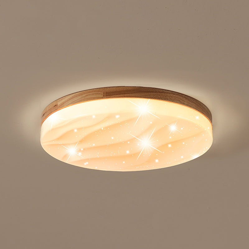 Geometry Shape LED Ceiling Lamp Modern Simple Style Wood 1 Light Flush Mount for Bedroom