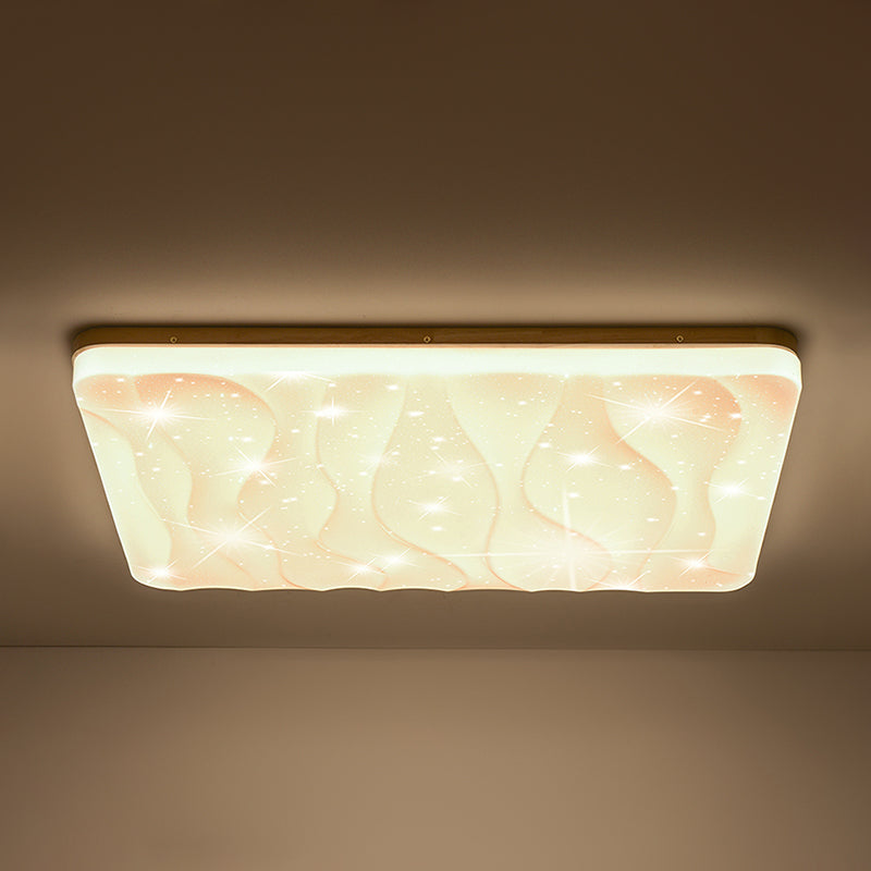 Geometry Shape LED Ceiling Lamp Modern Simple Style Wood 1 Light Flush Mount for Bedroom
