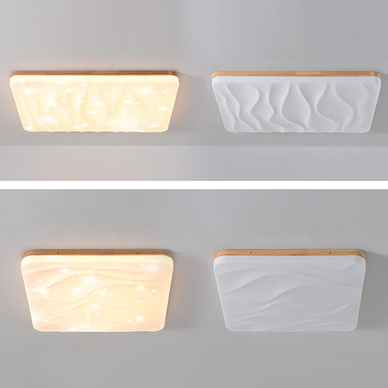 Geometry Shape LED Ceiling Lamp Modern Simple Style Wood 1 Light Flush Mount for Bedroom