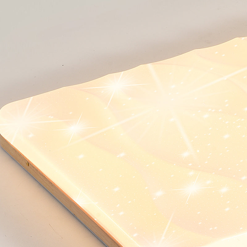 Geometry Shape LED Ceiling Lamp Modern Simple Style Wood 1 Light Flush Mount for Bedroom