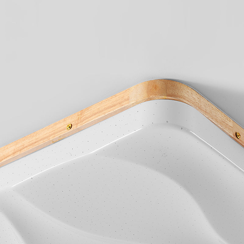Geometry Shape LED Ceiling Lamp Modern Simple Style Wood 1 Light Flush Mount for Bedroom
