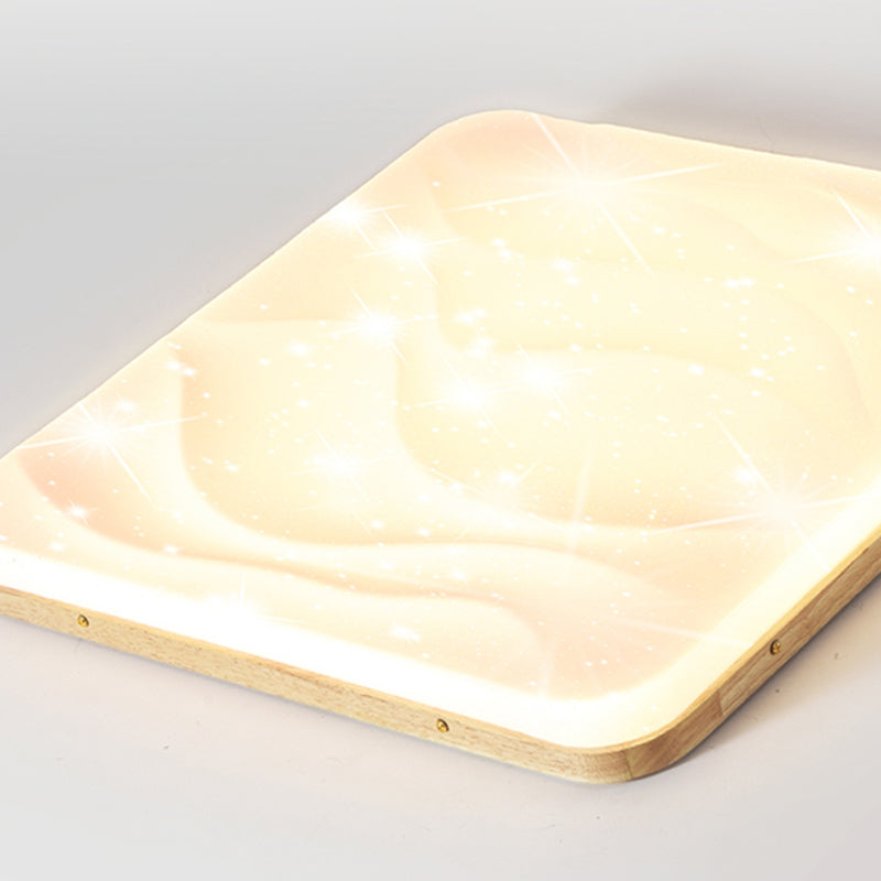 Plafonnier LED en forme de géométrie, style moderne et simple, en bois, 1 lumière, encastré, pour chambre à coucher