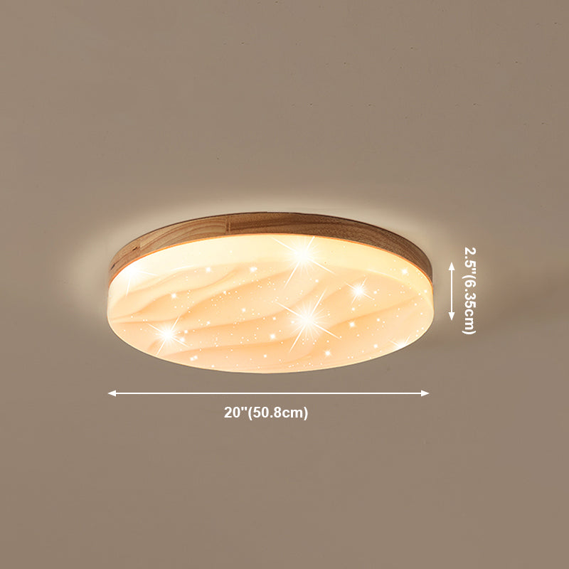 Geometry Shape LED Ceiling Lamp Modern Simple Style Wood 1 Light Flush Mount for Bedroom